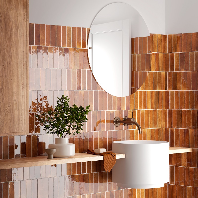 Keramische binnentegel CeraVision Hanoi Burnt Red 5,1x16,1x0,83cm - 1 00214019 hanoi burnt red 5 1x16 1 sfeer - 13384