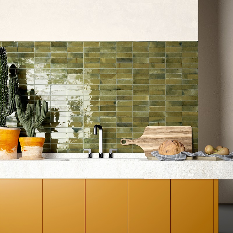 Keramische binnentegel CeraVision Hanoi Wild Olive 5,1x16,1x0,83cm - 1 00214021 hanoi wilde olive 5 1x16 1 sfeer - 13402