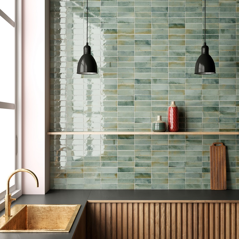 Keramische binnentegel CeraVision Hanoi Celadon 5,1x16,1x0,83cm - 1 00214022 hanoi celadon 5 1x16 1 sfeer - 13390