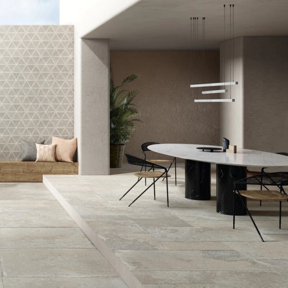 Keramische binnentegel CeraVision Signature Stone Beige 60x120x1cm - 129782 1 09004188 signature stone beige 90x90 sfeer - 18642