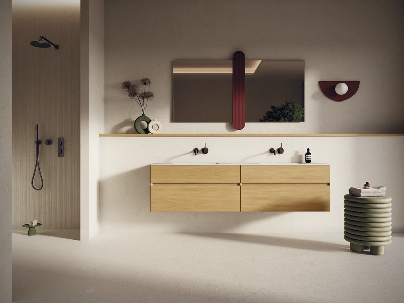 Keramische binnentegel CeraVision Ember Almond 60x60x0,9cm - 143623 1 01010008 ember almond 60x120 stuk 1 sfeer - 18512