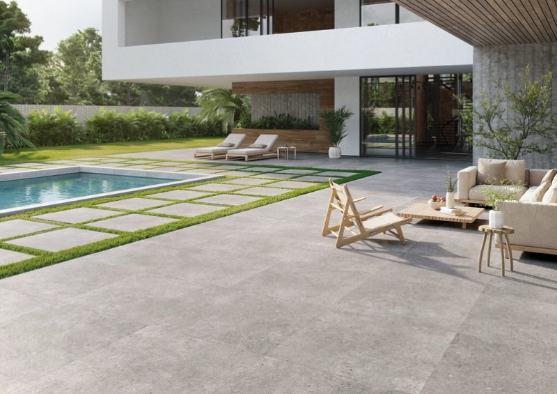 Keramische binnentegel CeraVision Cement Stone Grey 100x100x1cm - 143630 1 01041015 cement stone grey 100x100 sfeer - 18495