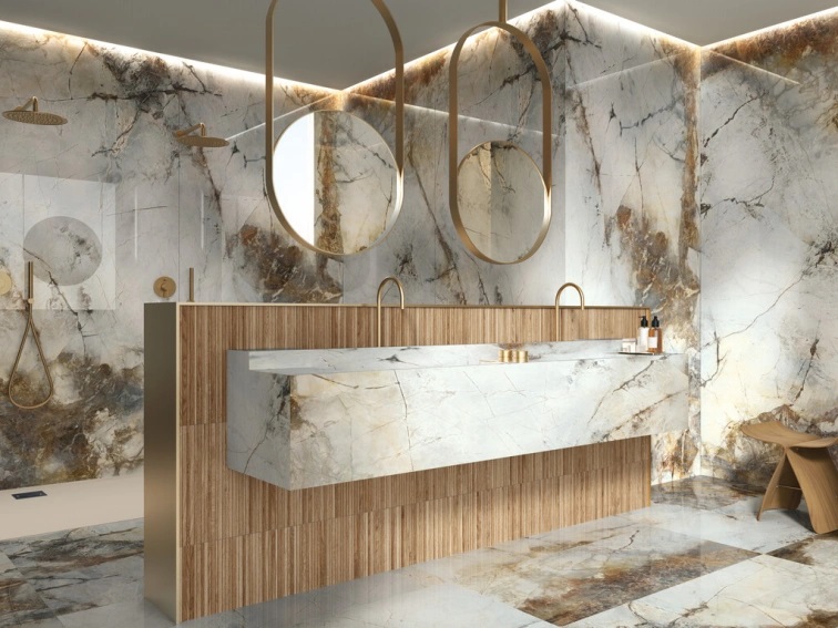 Keramische binnentegel CeraVision Gold Hard Polished 60x120x0,91cm - 144740 1 00233003 gold hard polished rtt 60x120 sfeer - 18558