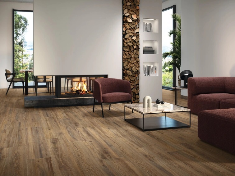 Keramische binnentegel CeraVision Sequoia Walnut 25x150x1,02cm - 144743 1 01033016 1 50m2 sequoia walnut rtt 25x150 sfeer 1 - 18635