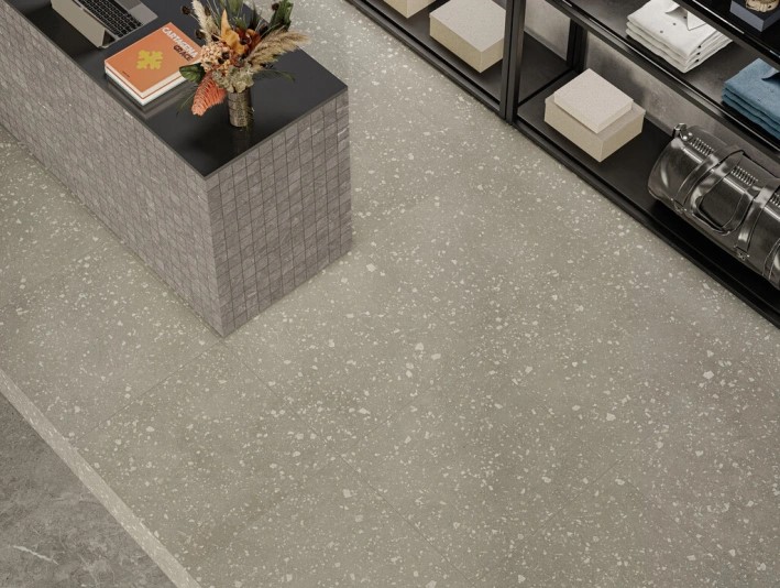 Keramische binnentegel CeraVision Duolith Terrazzo 60x60x0,8cm - 158529 1 01046035 duolith terrazzo rtt 60x60 sfeer - 22180