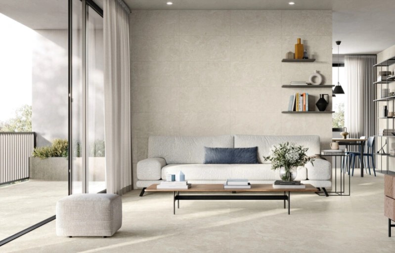 Keramische binnentegel CeraVision Duolith Wool 60x120x0,9cm - 158536 1 09046121 duolith wool r11 rtt 30x60 sfeer 1 - 22152