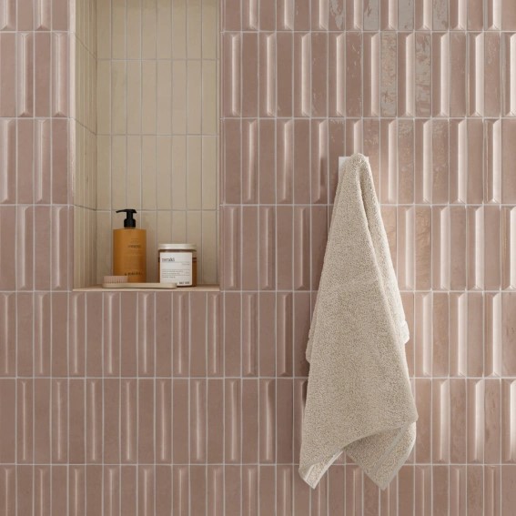 Keramische binnentegel CeraVision Nouvelle Vague Old Rose 3x16x1,05cm - 159396 1 00203043 nouvelle vague old rose 3x16 sfeer - 22278