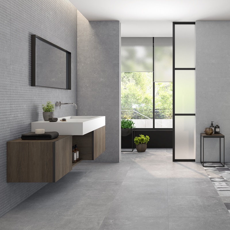 Keramische binnentegel CeraVision B-Stone Outline Gris Decor 25x75x1,01cm - B stone gris sfeer 1 - 13228
