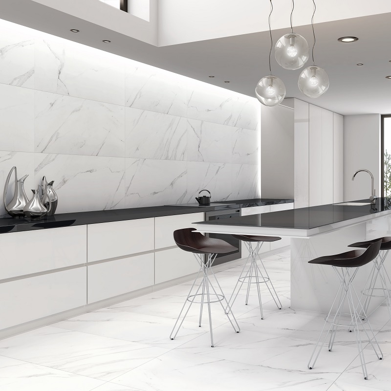 Keramische binnentegel CeraVision Baranello White Glossy 33,3x100x0,7cm - Baranello sfeer - 13802
