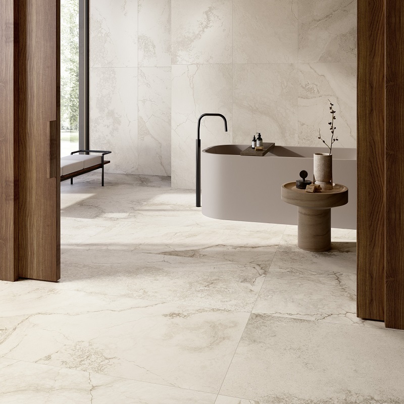 Keramische binnentegel Michel Oprey Coem Touch Stone White naturale 75x149,7x0,9cm - Ceramiche coem touch stone white 75x149 7 naturale levigato matt 1 - 16703