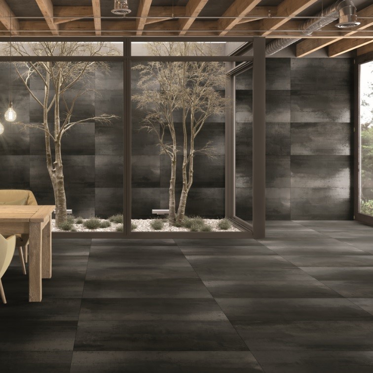 Keramische binnentegel CeraVision Corten B Black Rtt 30x60x0,9cm - Corten b sfeer - 14113