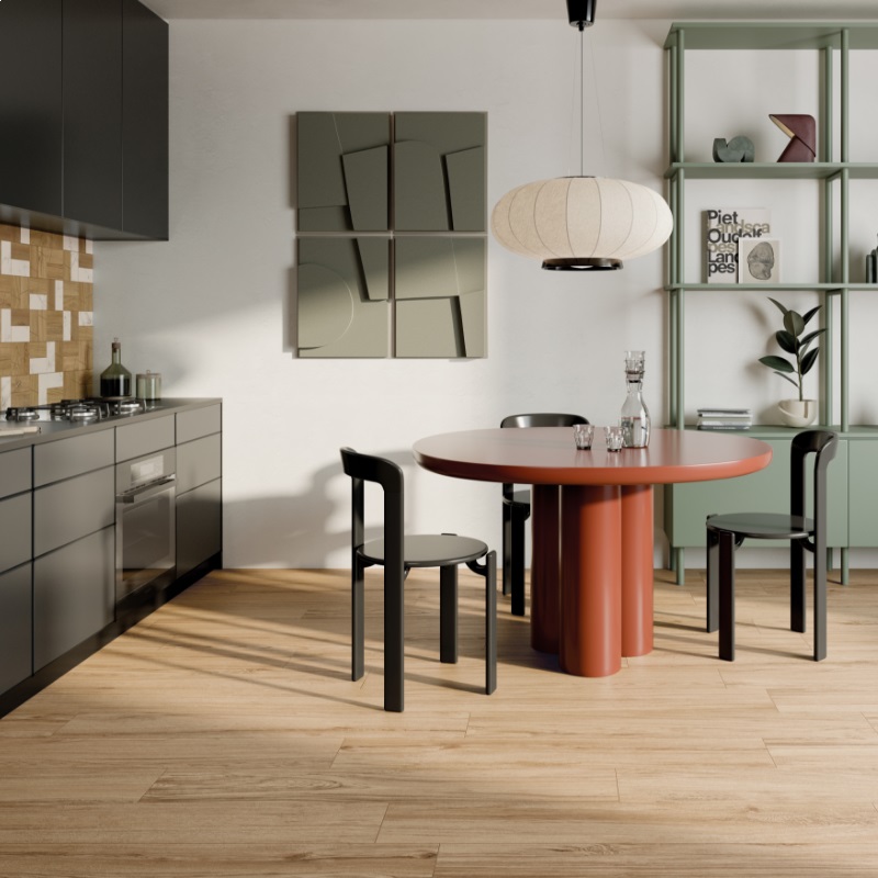 Keramische binnentegel Michel Oprey La Fabbrica Honey Wood Olmo naturale 20x120x0,88cm - Honey wood olmo sfeer 1 - 20884