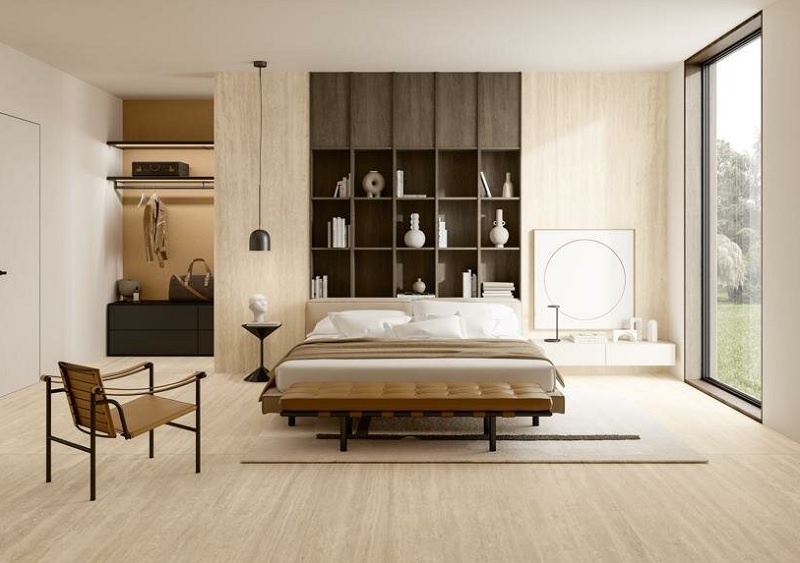 Keramische binnentegel Ariostea Marmi Classici Travertino Romano Prelucidato 60x120x0,8cm - Keramische binnentegel ariostea marmi classici travertino romano sfeer - 20821