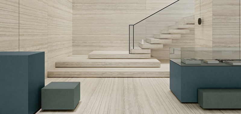 Keramische binnentegel Ariostea Marmi Classici Travertino Silver Prelucidato 60x120x0,8cm - Keramische binnentegel ariostea marmi classici travertino silver sfeer - 20824