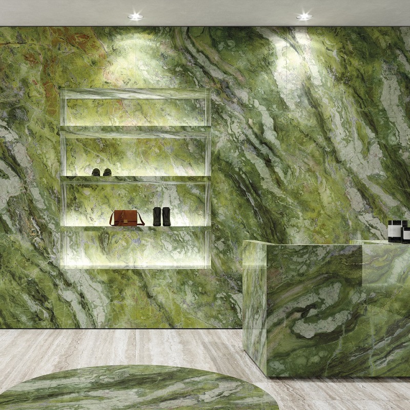 Keramische binnentegel Ariostea Marmi Classici Briljant Green Lucidato 60x120x0,8cm - Marble effect floors brilliant green 08 - 20788