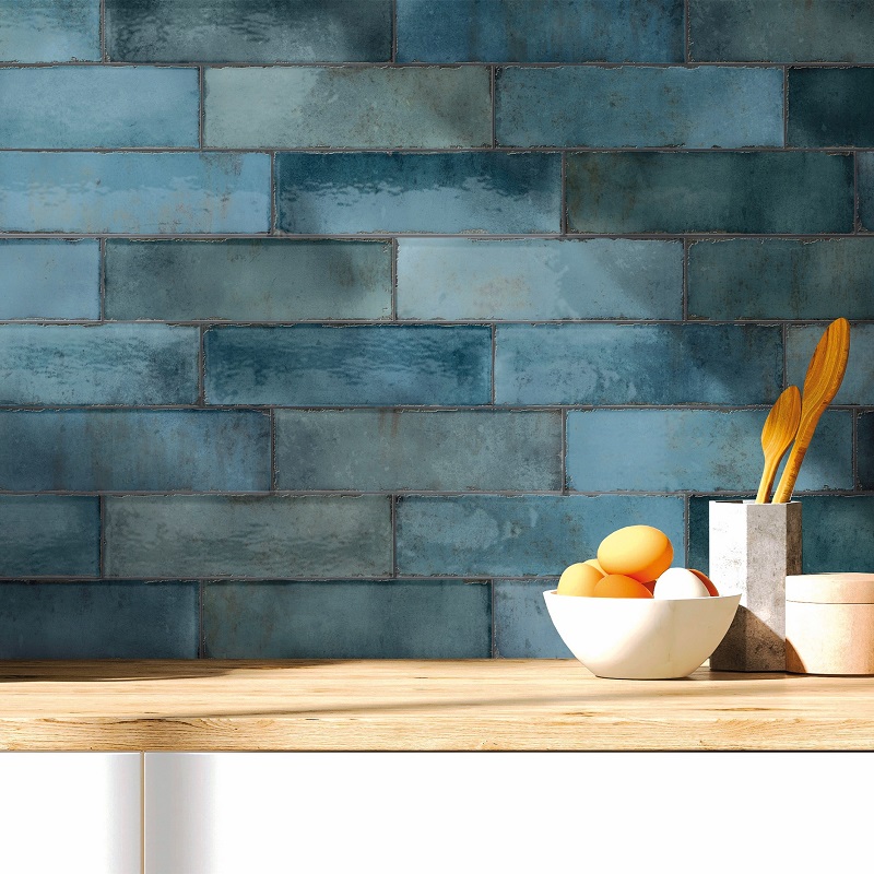 Keramische binnentegel CeraVision Cosmos Blue glans 6,9x24x0,85cm - Ok cocina blue color - 13350