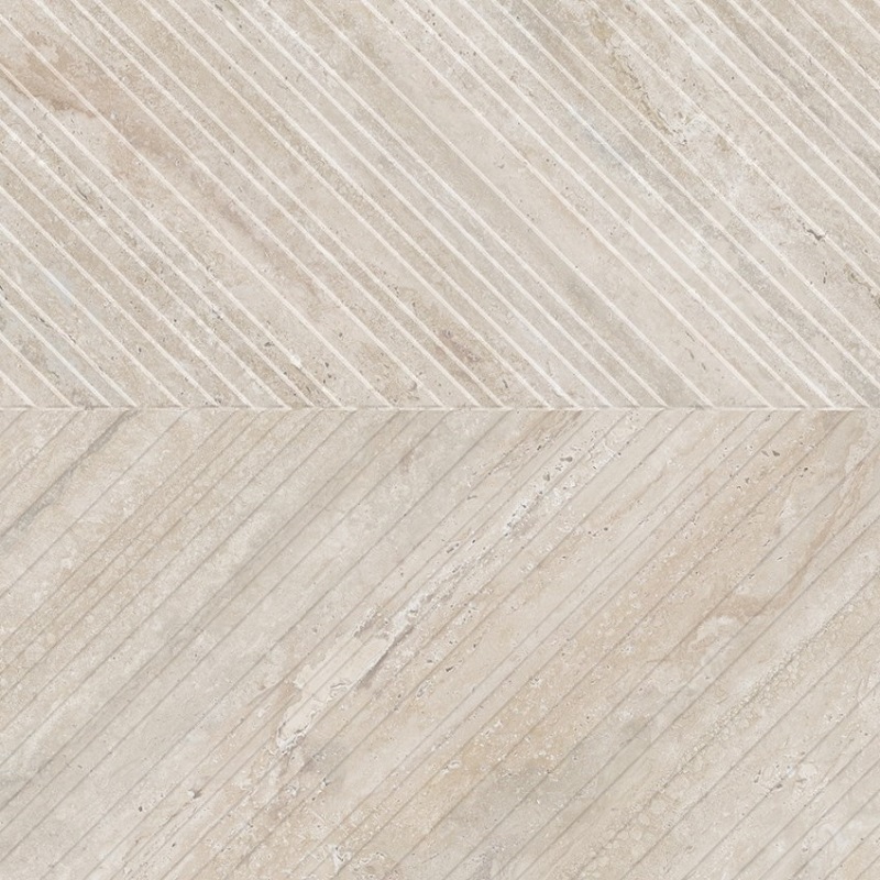 Keramische binnentegel CeraVision Travertine Chevron Light Anticato 60x120x1cm - Travertin chevron light anticato ceravision - 19682