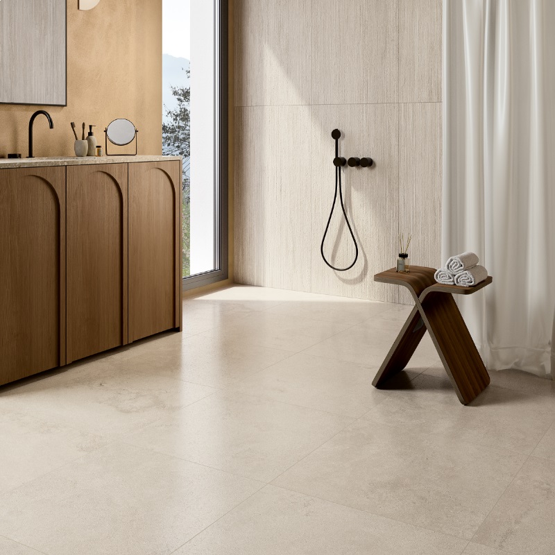 Keramische binnentegel Michel Oprey Coem Versatile Stone Bianco lucidato (gepolijst) 60,4x120,8x0,9cm - Versatile stone bianco sfeer 1 - 20715