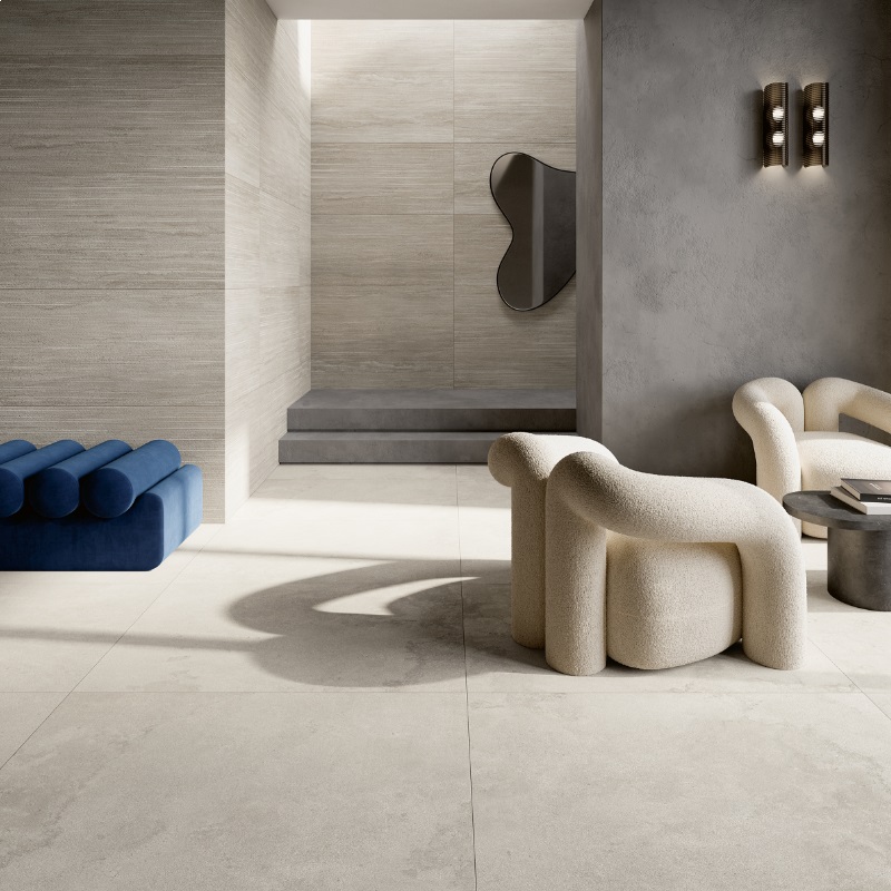 Keramische binnentegel Michel Oprey Coem Versatile Stone Grigio lucidato (gepolijst) 60,4x120,8x0,9cm - Versatile stone grigio sfeer 1 - 20714