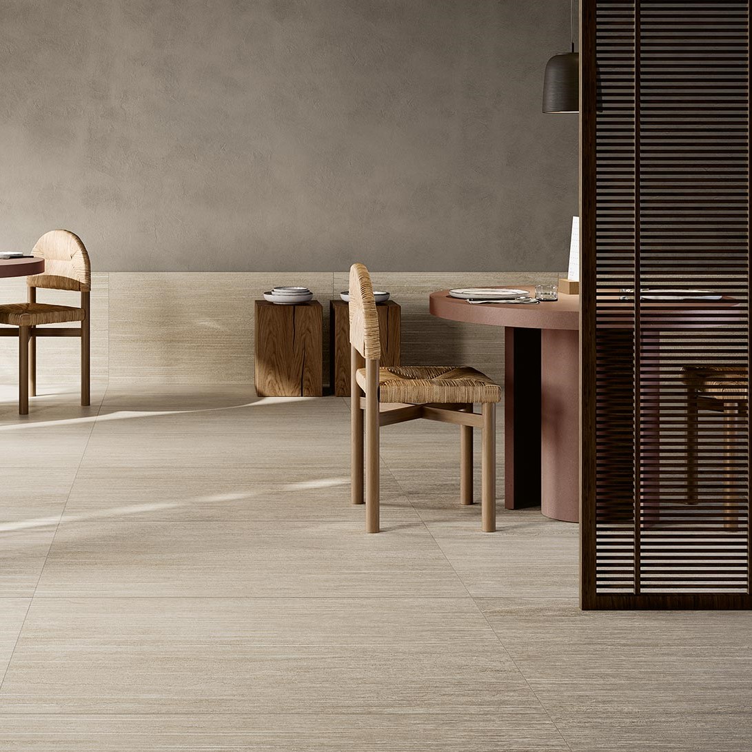 Keramische binnentegel Michel Oprey Coem Versatile Vein Beige Deco naturale (mat) 60,4x120,8x0,9cm - Versatile vein beige deco sfeer 1 - 20938